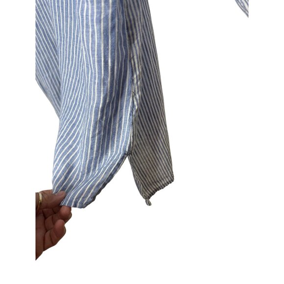 J. Jill Love Linen Essential Shirt Blue Stripe Button Front Women's Top Size XL - Picture 4 of 7
